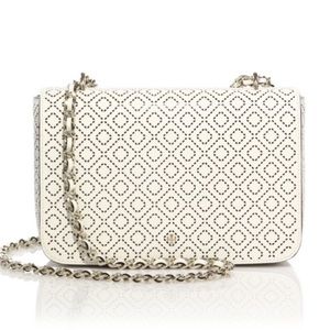 White Tory Burch perforated leather purse